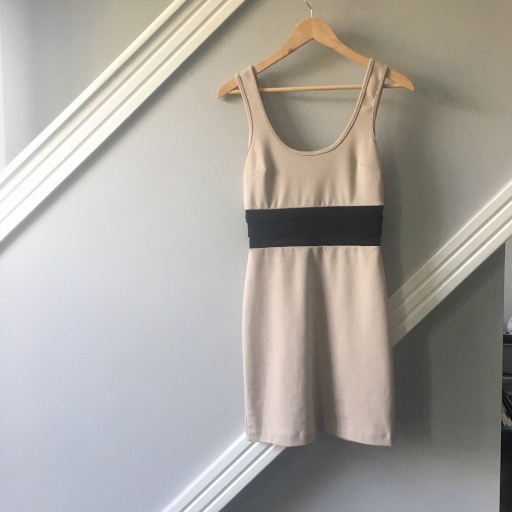 Beige and black mini dress